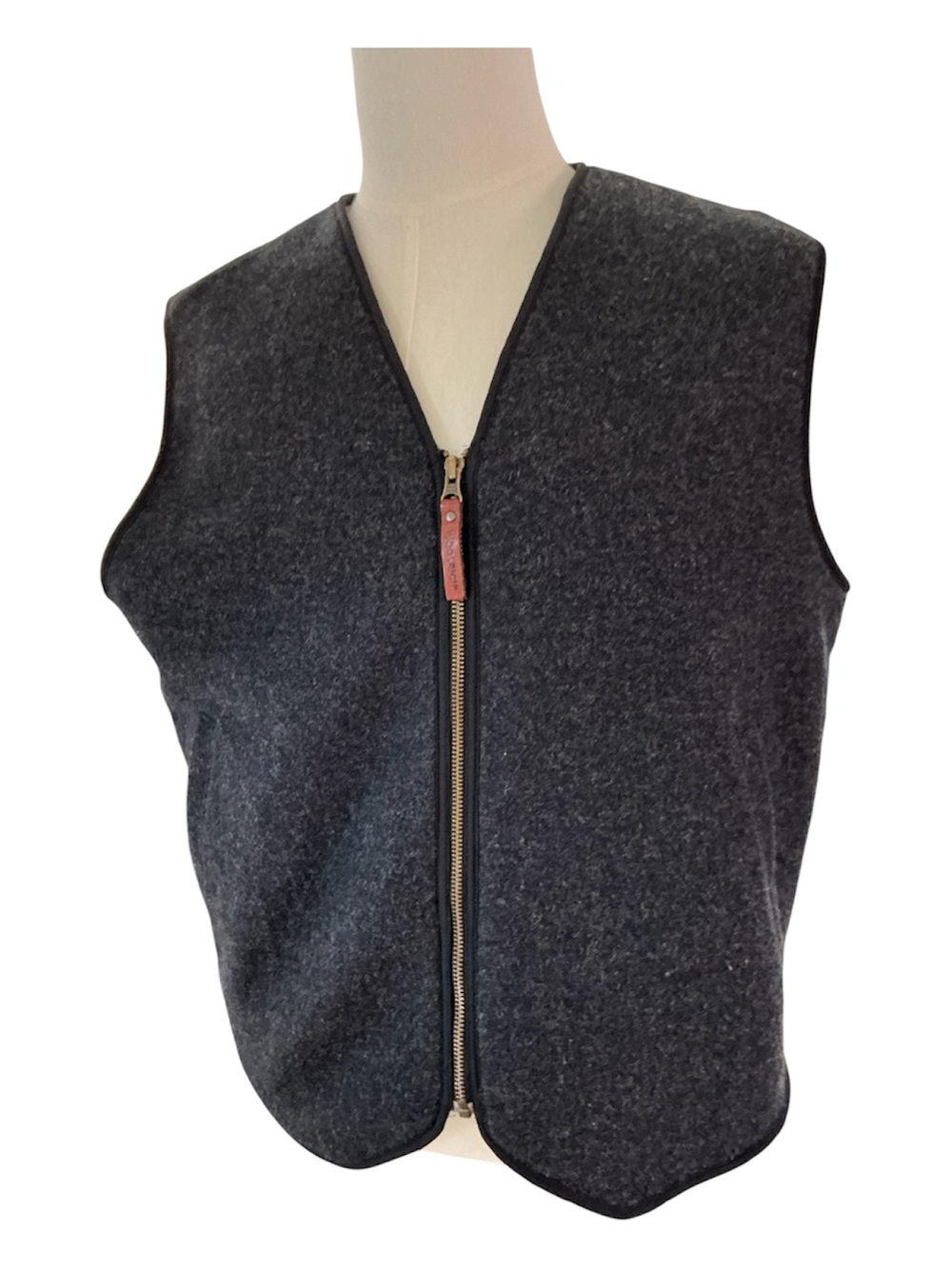Woolrich Wool Blend Sherpa Lined Mens Sz M Slash Pockets Zip Dark Gray Vest